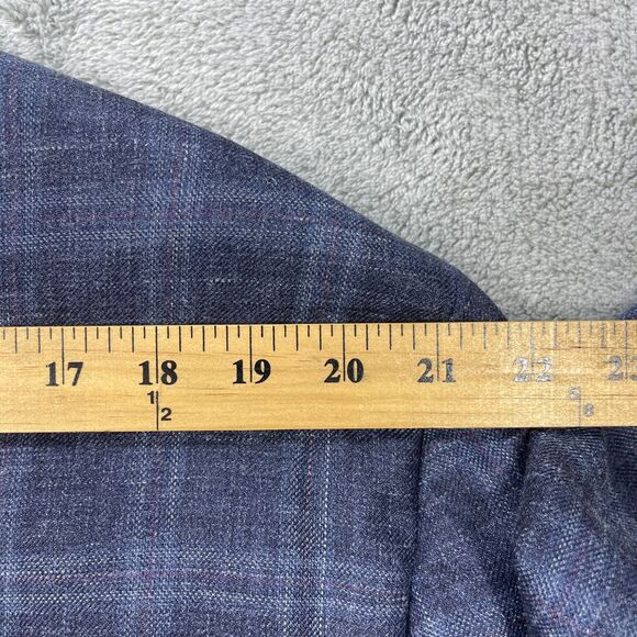 Pronto Uomo Platinum Blazer Jacket Mens 52R Blue Plaid Wool Single Breasted - Picture 13 of 16